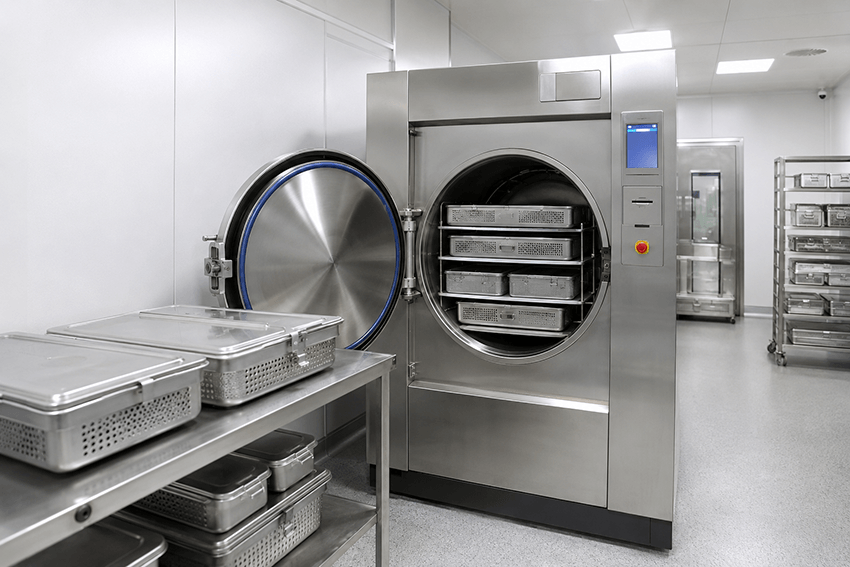 steam autoclave in sterilization room